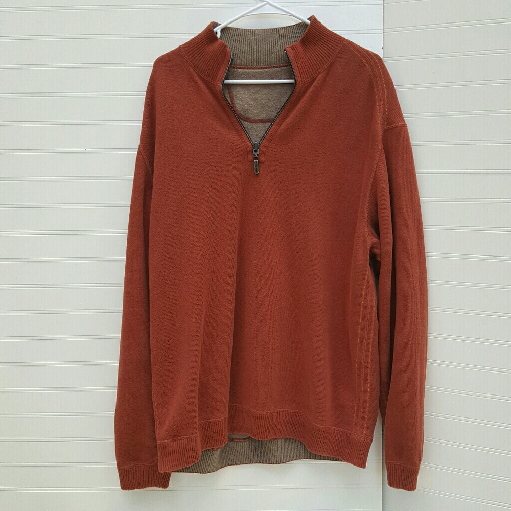 Tommy Bahama L 46" reversible beige zip sweater